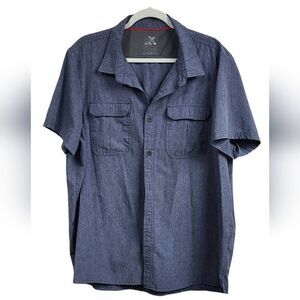 ZeroXposur Men's XL Travel Series Short Sleeve Button Up Vented Blue Camp Shirt